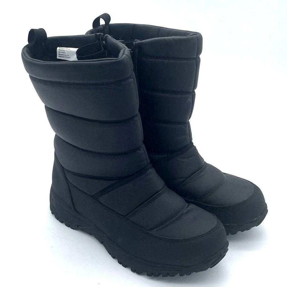 Magellan Black Snow Boot Unisex Faux Fur Lined Sherpa Weatherproof Size W7/ M6